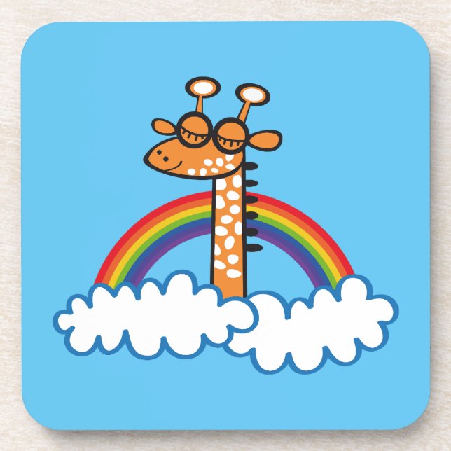 Colorida Jirafa. Jirafa. Arcoiris, arco iris Beverage Coaster (Front)