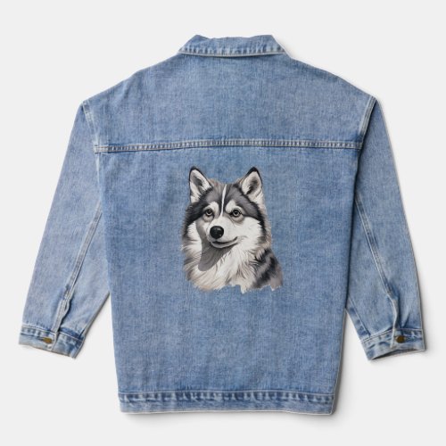 Coloring Alaskan Klee Kai Dog Puppies Mom fan Love Denim Jacket