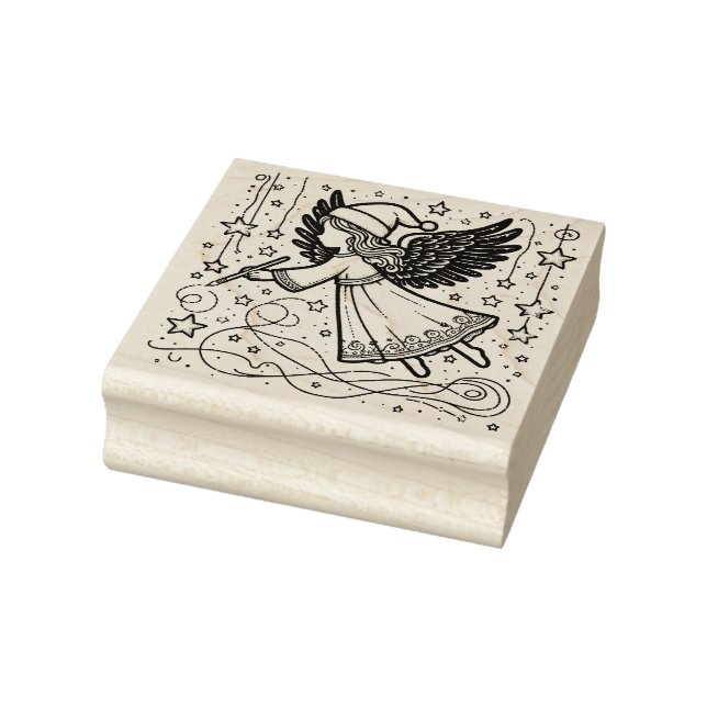 Coloring Art Christmas Angel Rubber Stamp (Stamp)