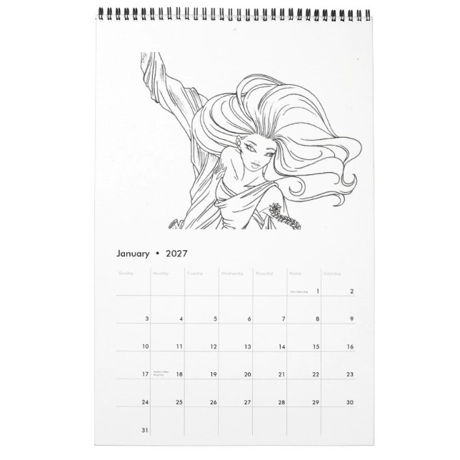 Coloring Book Calendar (Jan 2027)