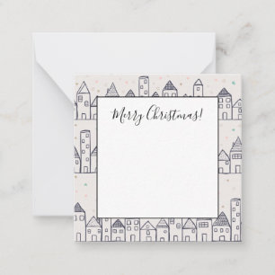 Coloring Book Christmas Village in the Snow Note Card
