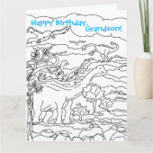 Coloring Book Dinosaurs Happy Birthday Grandson Card (Front)