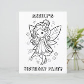 Coloring book fairy birthday party activity page  (Standing Front)