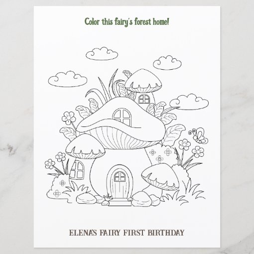 Coloring Book Fairy First Birthday Kid's Activity | Zazzle