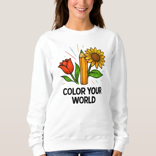 Coloring Book Sweatshirt – Flower Art Lovers (Front)