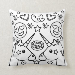 Coloring Book Unicorn Emoji Pillow