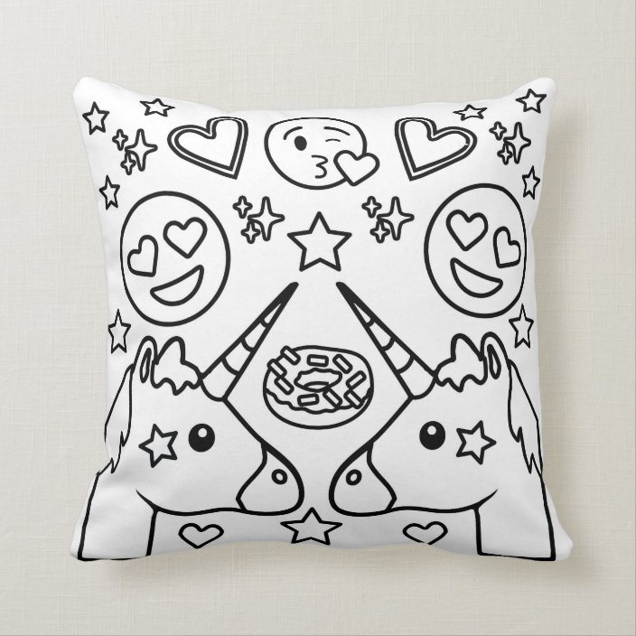 Coloring Book Unicorn Emoji Pillow Zazzle Com