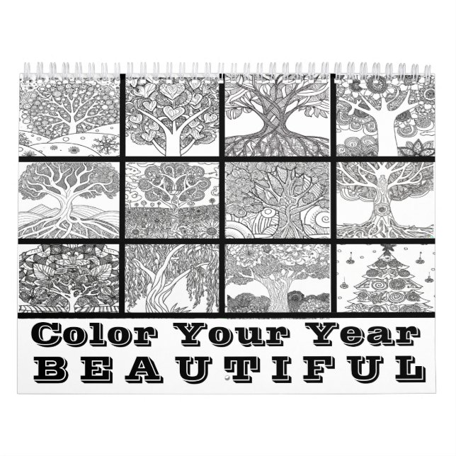 Coloring Calendar Color Your Year Trees (Cover)