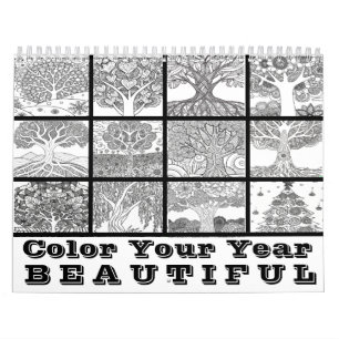 Coloring Calendar Color Your Year Trees