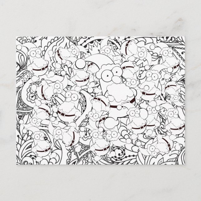 Coloring Christmas Santa Mandala Abstract Postcard (Front)