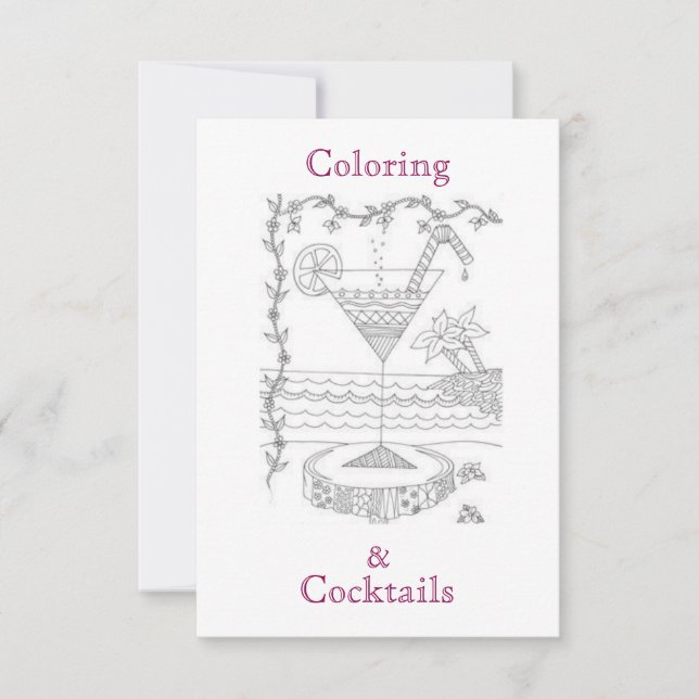 Coloring & Cocktails Girls Night Party Invitations (Front)