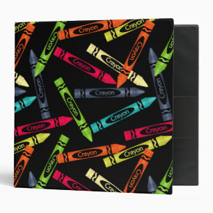 Coloring Crayons on Black Background 3 Ring Binder