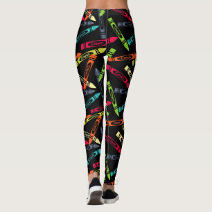 Coloring Crayons on Black, Cute Women's Leggings