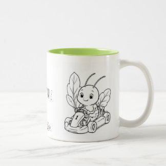 Coloring cup with custom name, beetle in GoKart