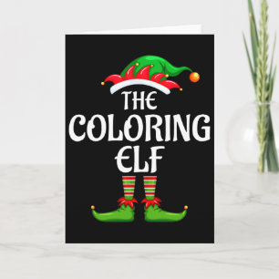 Coloring Elf Matching Family Group Christmas Party Card