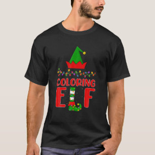 Coloring Elf Matching Family Lighting Christmas T-Shirt