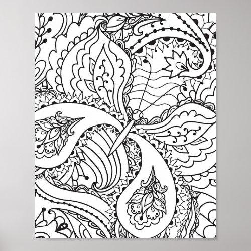 Coloring Flower Art New Design Floral Aesthetic Fl Poster