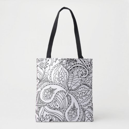 Coloring Flower Art New Design Floral Aesthetic Fl Tote Bag