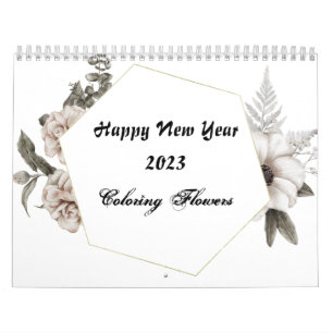 Coloring for Adult Flowers 2023, Color your own Calendar