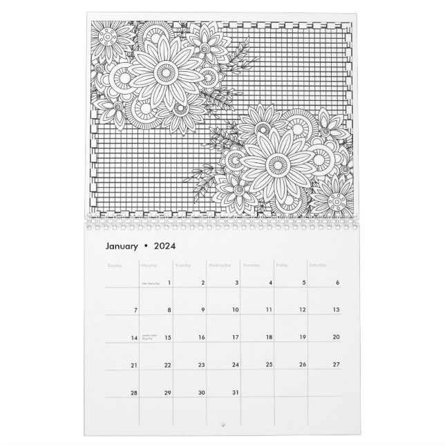 coloring-for-adult-flowers-2023-color-your-own-calendar-zazzle