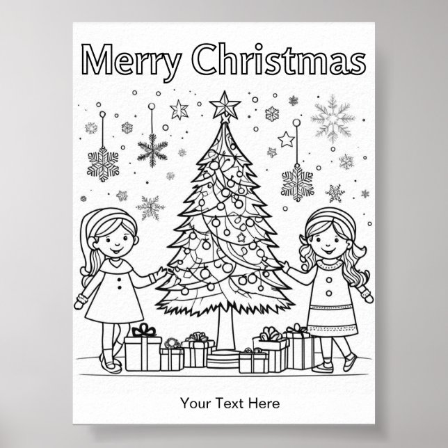 Coloring for Kids Christmas Tree Fun Activity  Poster (Front)