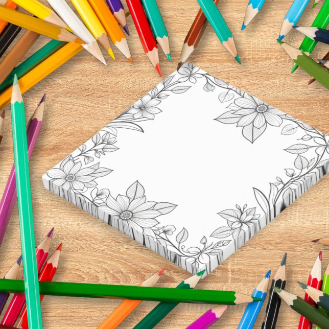 Coloring Fun Floral Border Post It Notes (Sticky notes with a floral border to color in. A cute novelty gift for garden lovers)