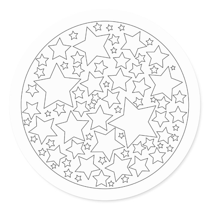 Coloring Fun   Star Design Round Stickers
