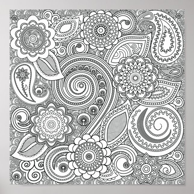 Coloring Henna Pattern Poster (Front)