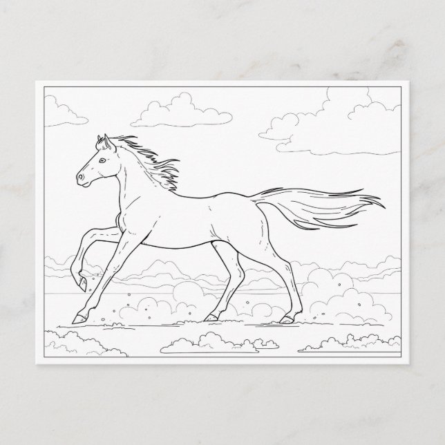 Coloring Horse Gallop Postcard (Front)