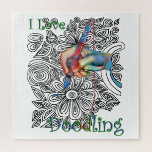Coloring-in doodle art jigsaw puzzle