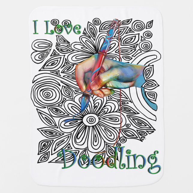 Coloring-in doodle baby blanket (Front)
