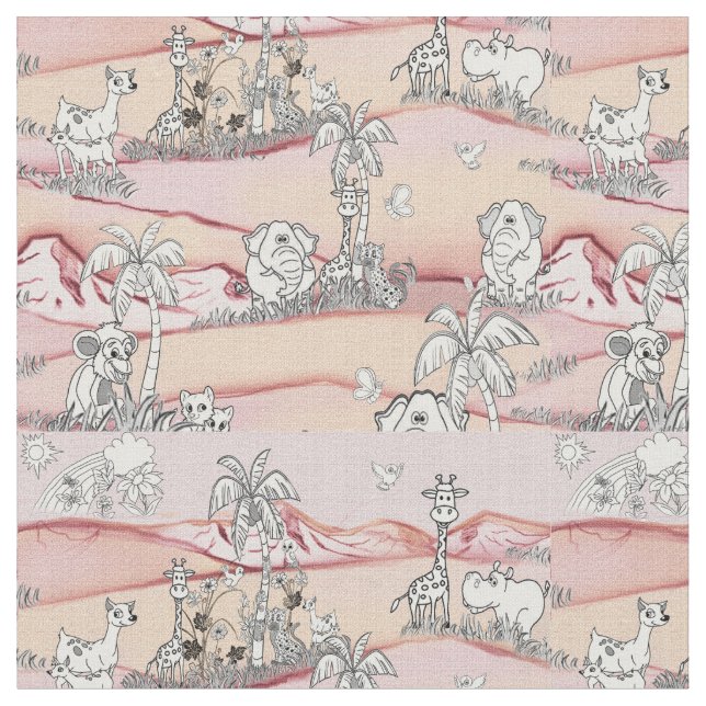 Coloring-in line-drawing Art for Wallpaper Fabric (Close Up)