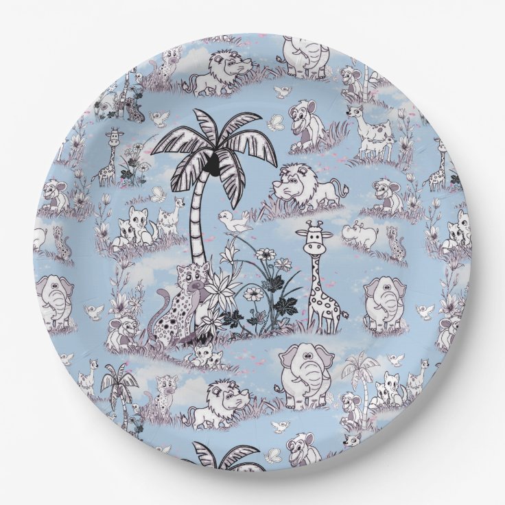 Coloring-in line-drawing Art Paper Plates | Zazzle