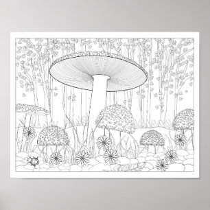 Coloring Mushroom Forest Poster