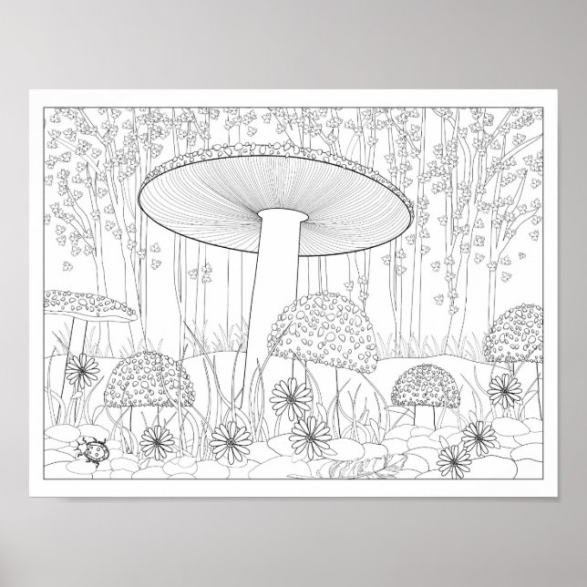 Coloring Mushroom Forest Poster (Front)