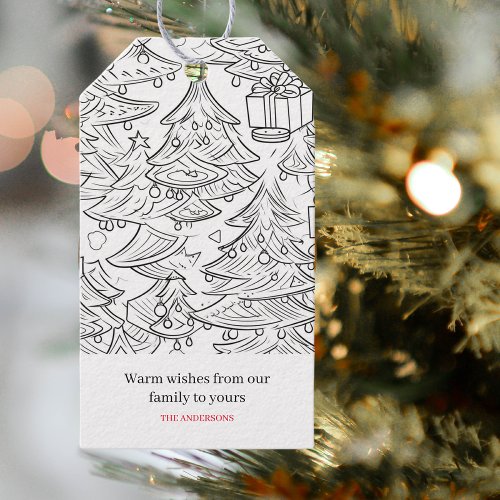 Coloring Outline Of Christmas Gift Tags