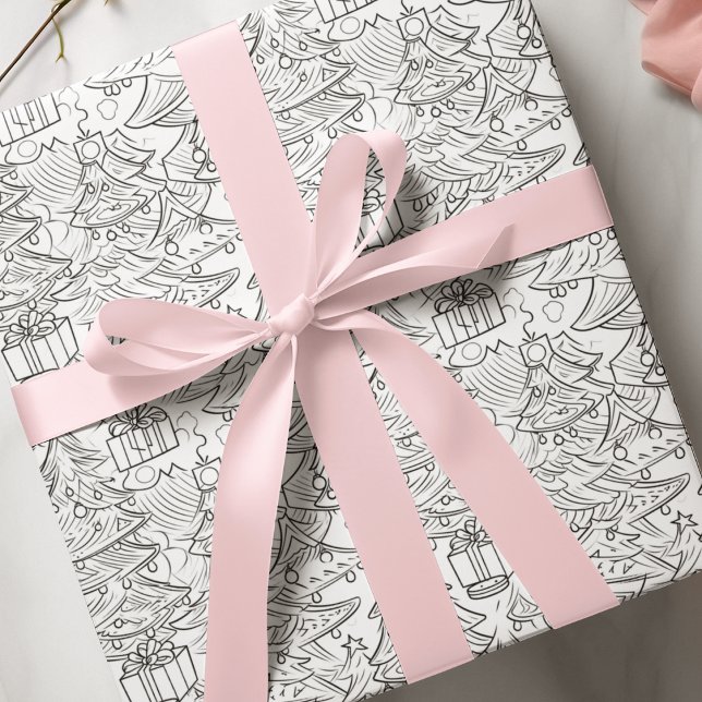 Coloring Outline of Christmas Gift Wrapping Paper (Creator Uploaded)