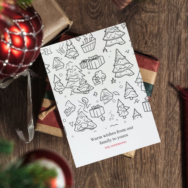 Coloring Outline of Christmas Holiday Postcard (Creator Uploaded)