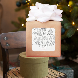 Coloring Outline Of Christmas Square Sticker