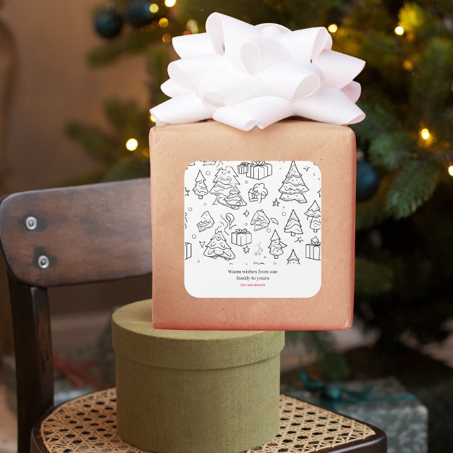 Coloring Outline Of Christmas Square Sticker (Creator Uploaded)