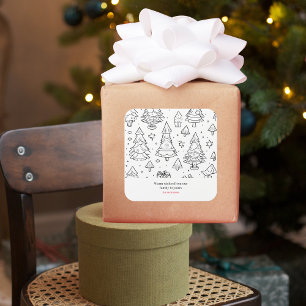 Coloring Outline Of Christmas Square Sticker