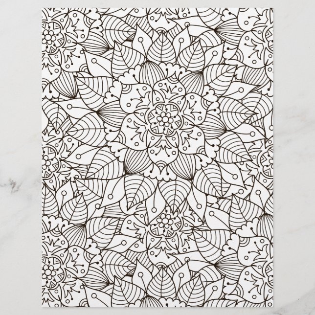Coloring Page Beautiful Flower Scrapbook Paper (Front)