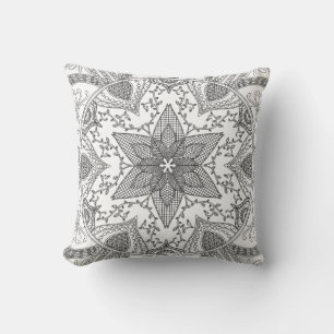 Coloring Page Black and White Mandala Throw Pillow