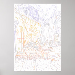 Coloring Page - Cafe Terrace Night Van Gogh Poster