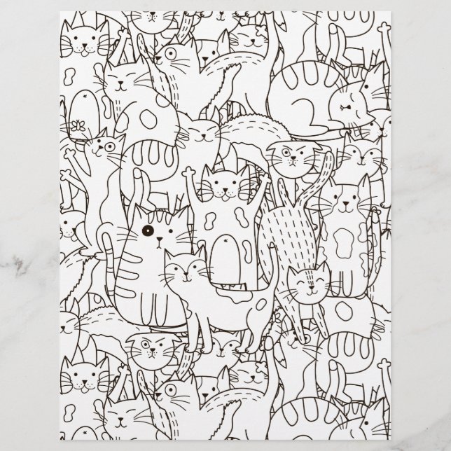 Coloring Page Cat's Meow Scrapbook Paper (Front)
