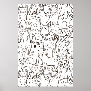 Coloring Page Cat's Meow Scrapbook Paper Poster