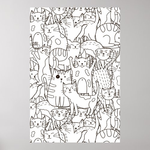 Coloring Page Cats Meow Scrapbook Paper Poster