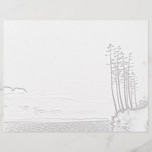 Coloring Page - Century Plant over Ocean