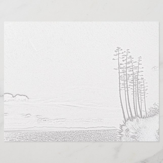 Coloring Page - Century Plant over Ocean (Front)