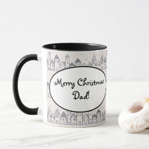 Coloring Page Christmas Village in the Snow Mug